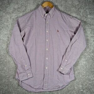 Polo Ralph Lauren Men's M Classic Fit Red Gingham LS Flesh Pony Button Shirt